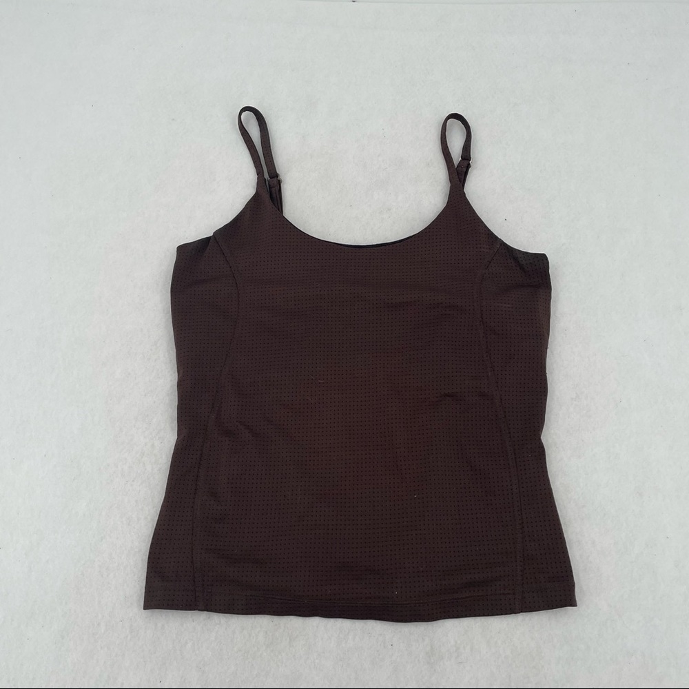 LOLE Womens Brown perforated Athletic Spaghetti strap tank top size: Small
